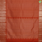 fire Orange silver gold zari fancy Beed stripes design self silver gold zari temple tower trendy tissue silk saree
