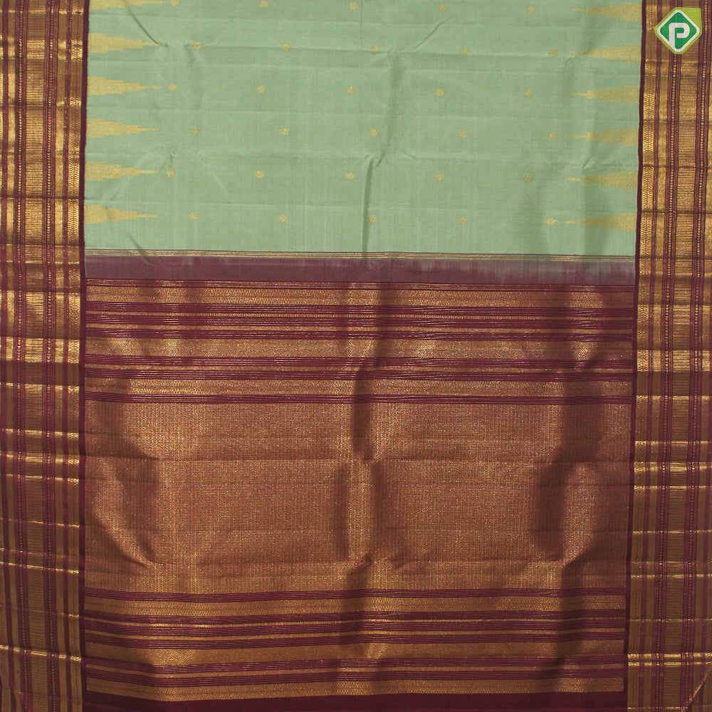 Cardamom Green Color With Marron Gold Zari Traditional Silk Saree