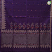 Purple group honey drop meena work butta design self gold zari meena work rangoli border soft silk saree