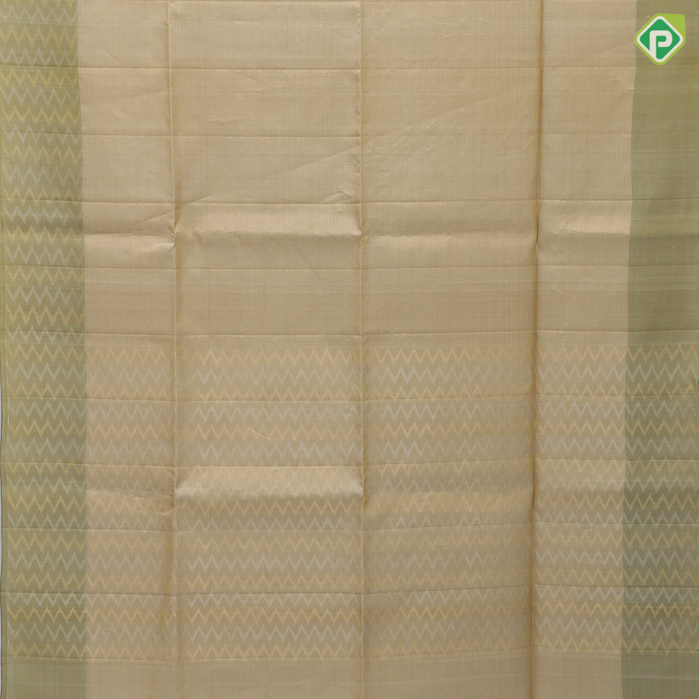 Mint green gold zari by zari tissue weaved design sage green plain border grand pallu soft silk saree