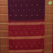 Arakku ruby red gold zari peacock chakkaram butta maroon red gold zari meena work border traditional silk saree