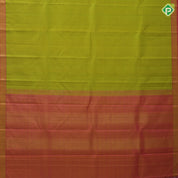 lemon green dual done plain weaved candy pink gold zari elephant butta line border plain traditional vintage silk saree