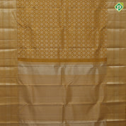 Golden yellow silver zari geometrical floral design self silver zari zig zag border grand silk saree