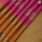 Pink gold zari vairaoosi checks fancy annam butta mustard yellow rettapet temple border traditional silk saree