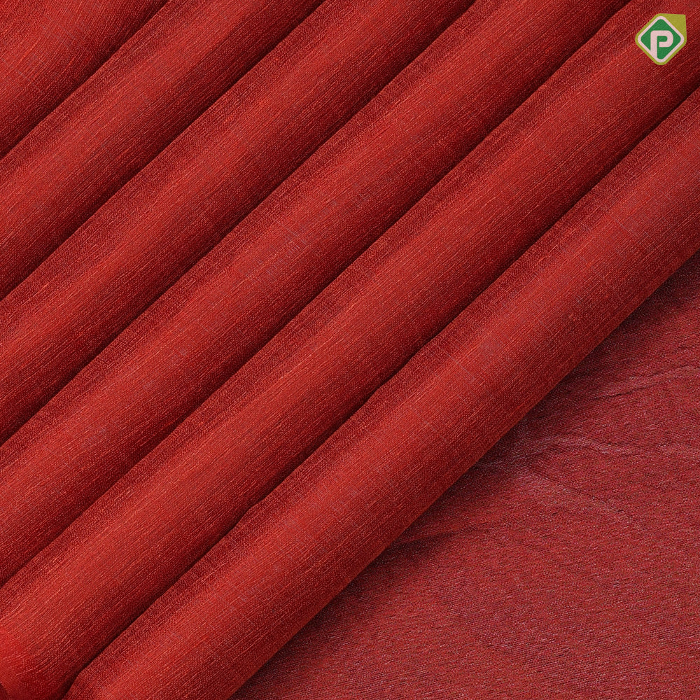 Magenta orange plain self weaved borderless kailasha pallu concept kora silk saree