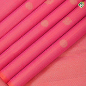 Pinkish orange gold zari vairaoosi lines butta design self gold zari vairaoosi lines border traditional silk saree