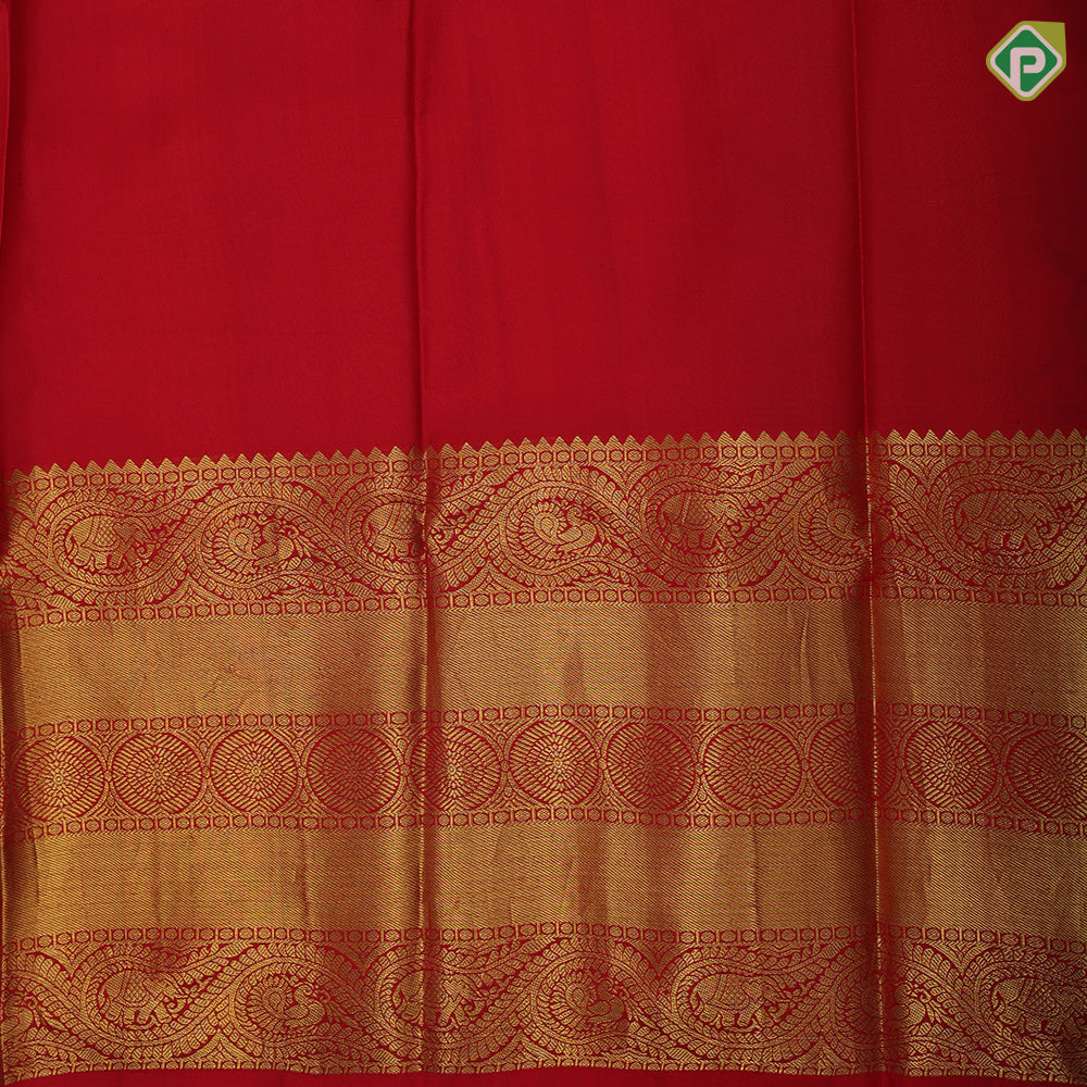 pastel colour base multi color kalamkari digital printed design rani red gold zari rangoli multi lines border pattu paavadai lehanka