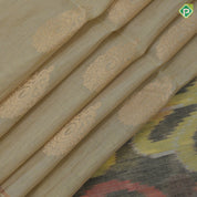 Banana yellow gold zari fancy floral round design self gold zari border ikkat style pallu linen soft silk saree