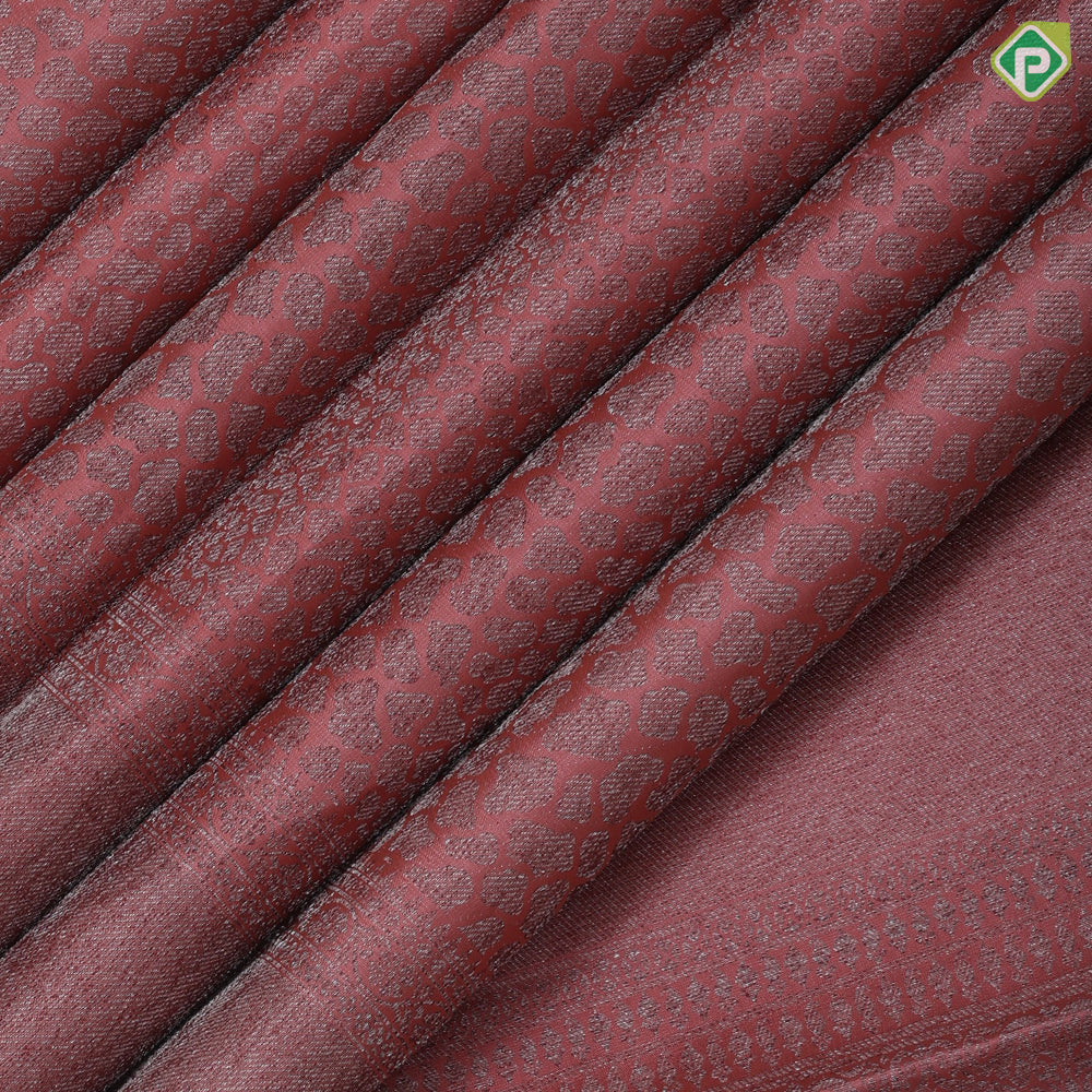 Peach neem zari metallic reptile jacquard weaving design self rangoli rettapet border trendy designer silk saree