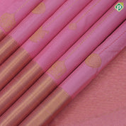 Peach Pink Gold Zari Straight Lines Peacock Chagara Design Self Colour Bavanji Mayilkan Border Design Traditional Silk Saree