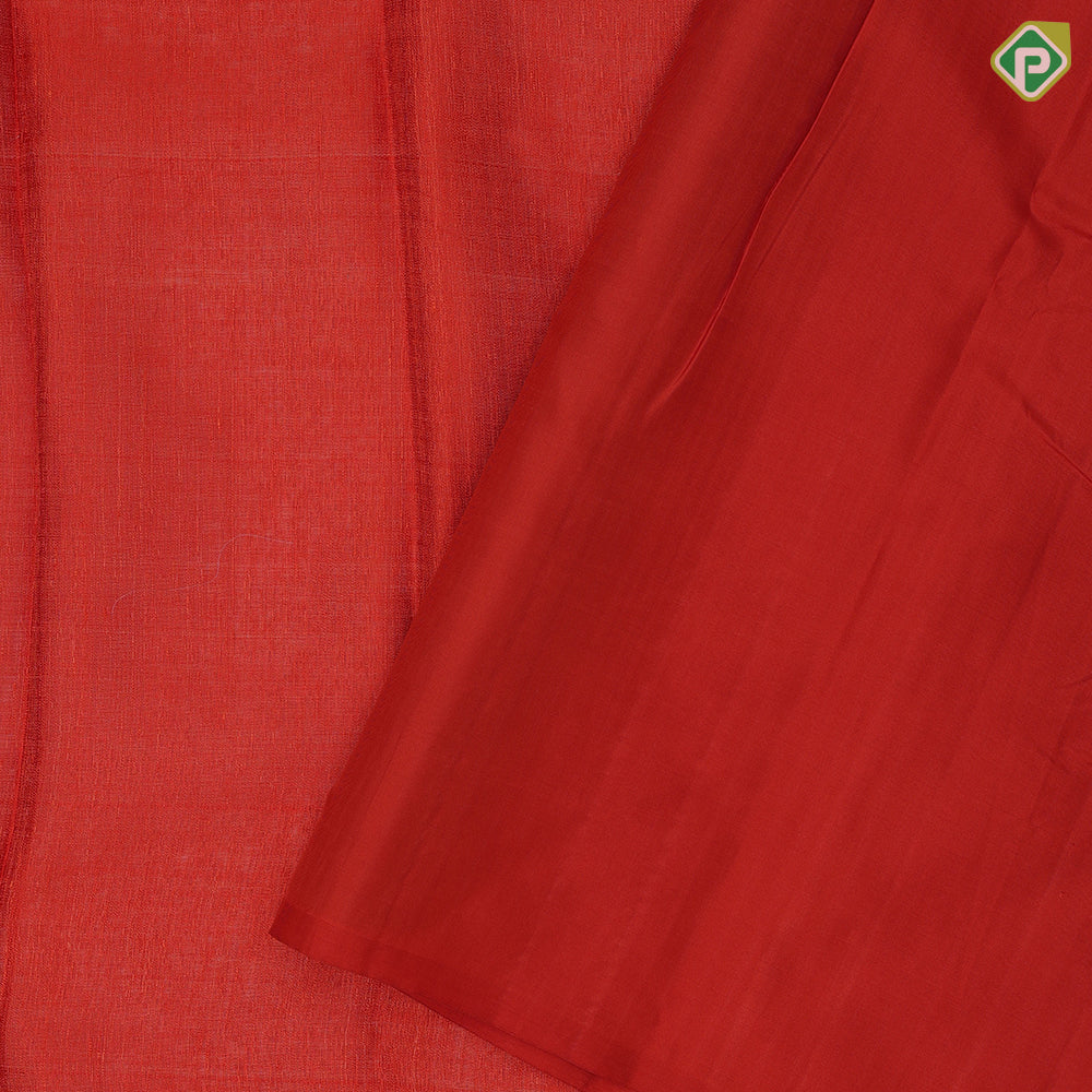 Magenta orange plain self weaved borderless kailasha pallu concept kora silk saree