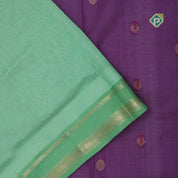 Purple silver gold zari butta meena work leaf gold zari border kuppadam silk cotton saree