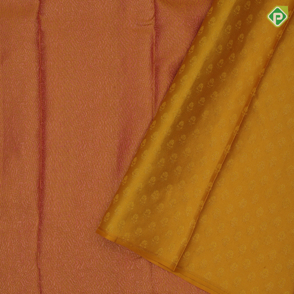 Pinkish Mustard Gold Zari Floral Design Baby Pink Fish Floral Border Design Trendy Silk Saree