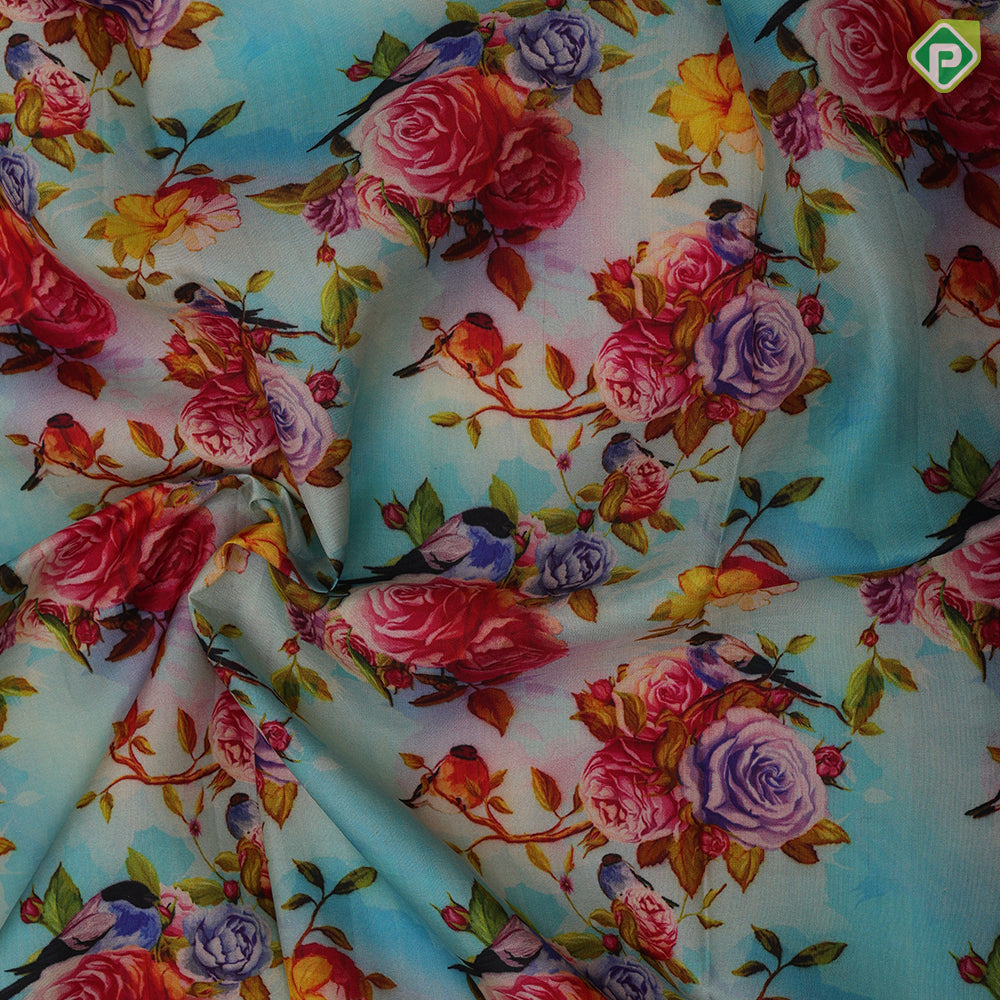 pastel colour base multi color kalamkari digital printed design rani red gold zari rangoli multi lines border pattu paavadai lehanka