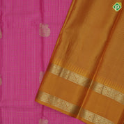 Pink gold zari vairaoosi checks fancy annam butta mustard yellow rettapet temple border traditional silk saree