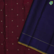 Magenta red gold zari diamond butta motifs contrast blue plain gold zari lines border vintage silk saree