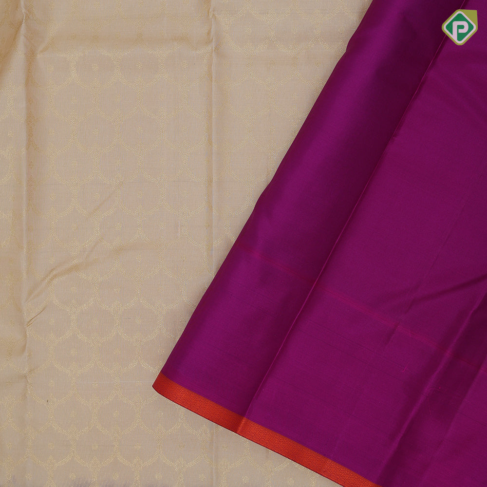 Sandal gold zari grand necklace design magenta pink silver gold zari banaras style border grand silk saree