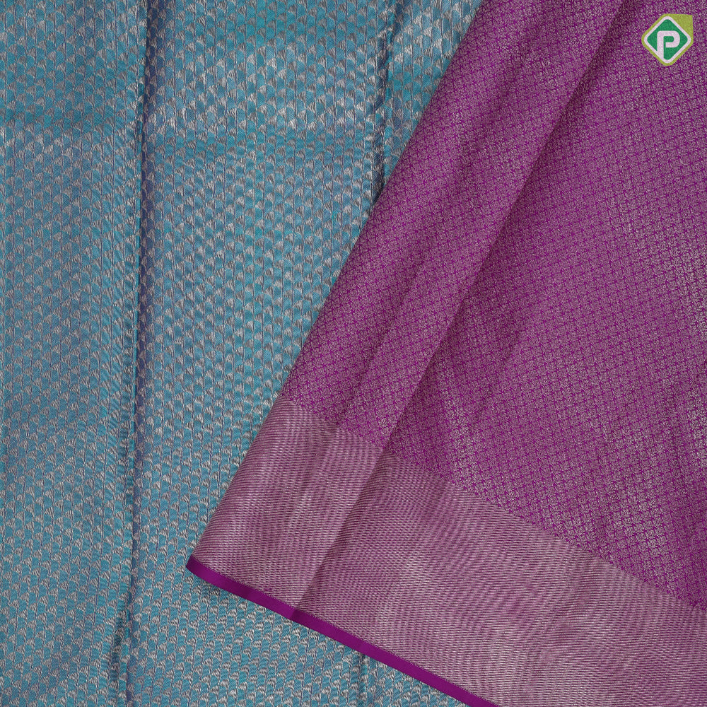 Sea Blue Silver Zari Brocade Design Pink Jungle Deer Border Design Trendy Silk Saree