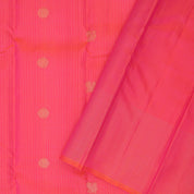 Pinkish orange gold zari vairaoosi lines butta design self gold zari vairaoosi lines border traditional silk saree