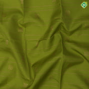 Parrot green gold zari lines and fancy butta self gold zari edge border pure mix silk saree