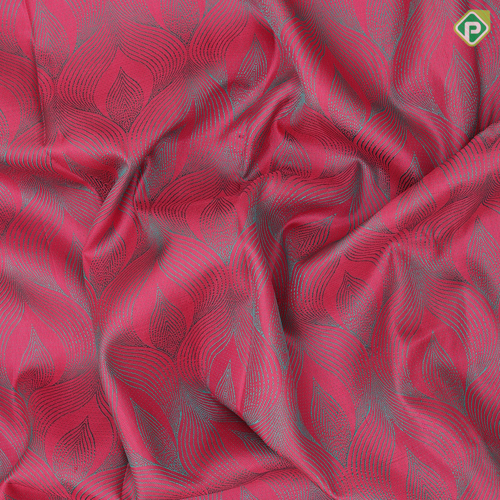 Pink and sea blue geometric design self colorful peacock butta motif border trendy designer silk saree