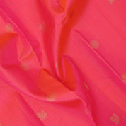 Pinkish orange gold zari vairaoosi lines butta design self gold zari vairaoosi lines border traditional silk saree
