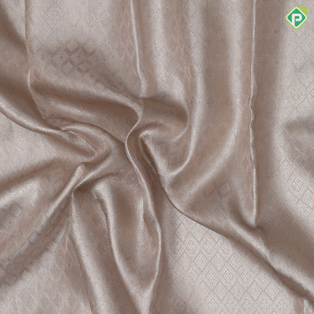 Pewter pink silver zari by zari diamond checks tissue weaved peach silver zari diamond border tissue silk saree
