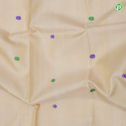 Sandal cream with multi color thread butta motifs Blue base multi color design border traditional silk saree