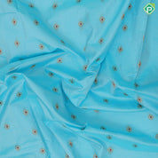 Sky blue gold zari flowers butta design creamy pink gold zari paithani work border and pallu design banaras style silk saree