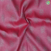 Rani Pink Silver Zari Rhombus Motif Gray Brown Leaf Border Design Fancy Silk Saree