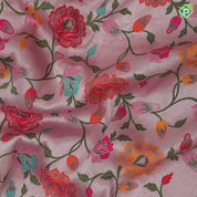Creamy pink multi color meena work banaras design self designed border tusser tissue saree