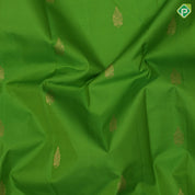 Leaf green gold zari fancy leaf butta peach gold zari silk thread lines high border gift silk saree