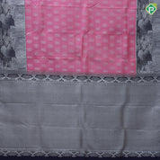 Rani Pink Silver Zari Rhombus Motif Gray Brown Leaf Border Design Fancy Silk Saree