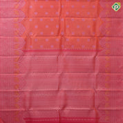 Pinkish orange silver zari and thread rudraksham butta self silver gold zari double elephant arch turning border vintage silk saree
