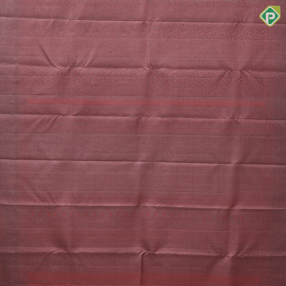 Peach neem zari metallic reptile jacquard weaving design self rangoli rettapet border trendy designer silk saree