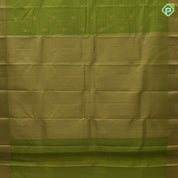 Parrot green gold zari lines and fancy butta self gold zari edge border pure mix silk saree