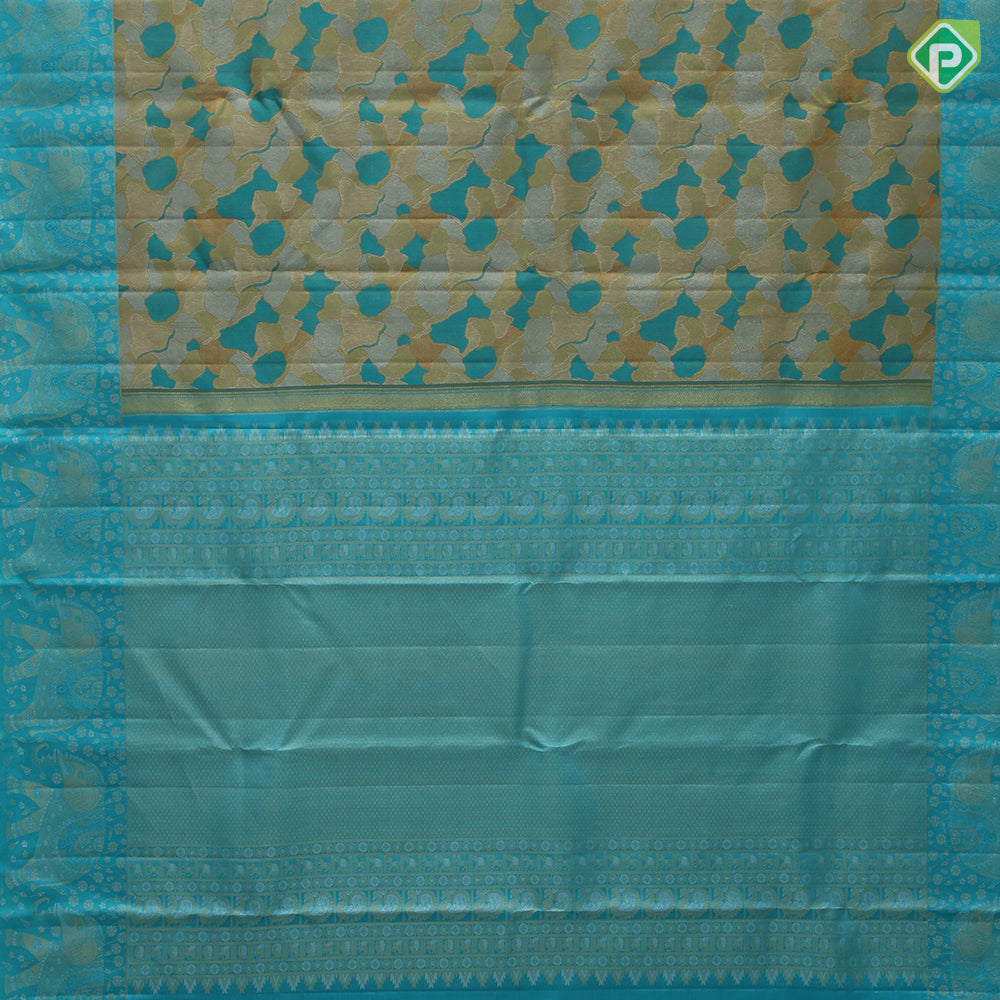 Rexona green base gold silver zari gradient design self silver gold zari elephant butta border trendy designer silk saree