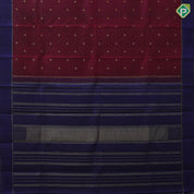 Magenta red gold zari diamond butta motifs contrast blue plain gold zari lines border vintage silk saree
