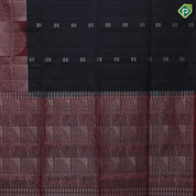 Black with silver zari hashtag symbol design maroon silver zari animation design border soft silk saree