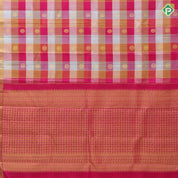 Multi color checks gold zari butta and zig zag stripes self gold zari edge border paalum pazhamum kattam silk saree