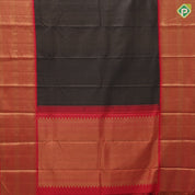 Black Colour Gold Zari Vairaoosi Checks Design Chilly Red Mayilkan Border Design Luxury Black Silk Saree