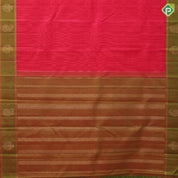 Tomato red with thread work checks design mehndi green gold zari mango butta border traditional silk saree
