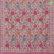 Creamy pink multi color meena work banaras design self designed border tusser tissue saree