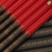 Tomato red gold zari gold zari kattam design black gold zari temple gaja yaali annam butta border traditional vintage silk saree