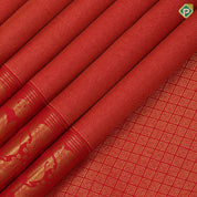 Brick red gold zari vairaoosi lines self gold zari annam butta arch border traditional silk saree