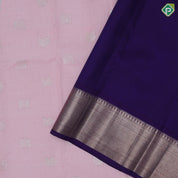 Sea green copper and silver zari gaja yaali kamadhenu butta royal blue spinning design border linen kora silk saree
