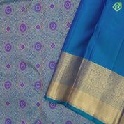 Peacock green gold zari and silk thread meena work self gold zari chakkaram butta border grand silk saree