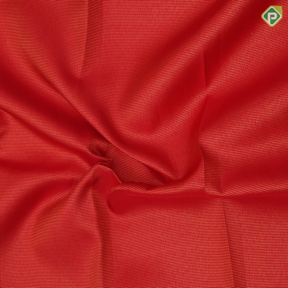 Brick red gold zari vairaoosi lines self gold zari annam butta arch border traditional silk saree