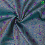 Peacock green gold zari and silk thread meena work self gold zari chakkaram butta border grand silk saree
