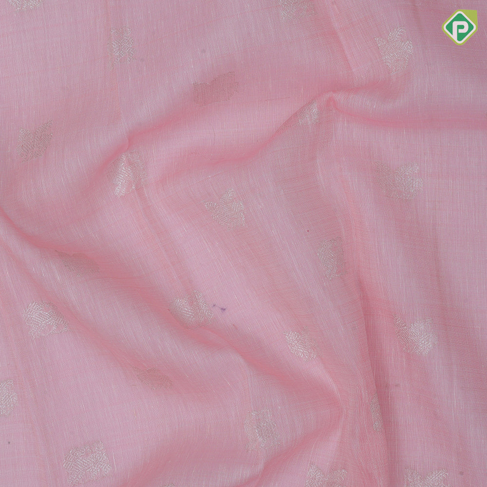 Sea green copper and silver zari gaja yaali kamadhenu butta royal blue spinning design border linen kora silk saree